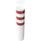 Barrier bollard | Steel tube  323 x 5 mm | stationary | for setting in concrete | hot-dip galvanized and white coatedwith three red reflecting stripes | total length: 1500 mm | steel cap with concrete anchor